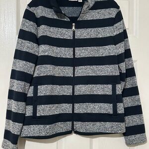Croft & Barrow Navy and Gray Striped Fleece Jacket